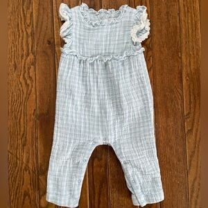 Cat & Jack Light Blue Plaid Ruffle Jumpsuit